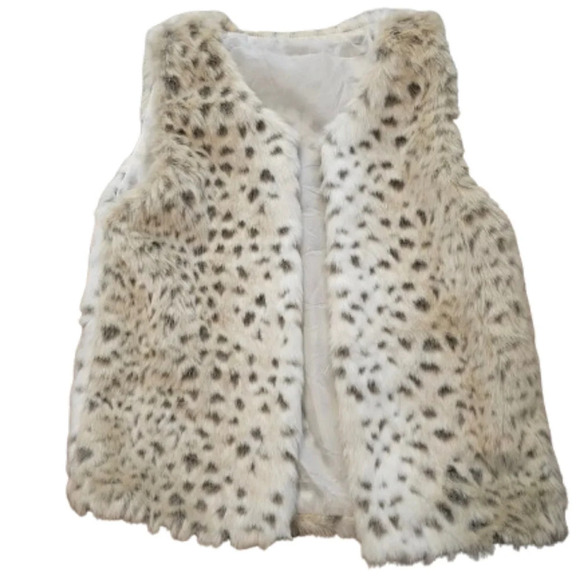 Girls Animal print Faux Fur Vest - Picture 1 of 5